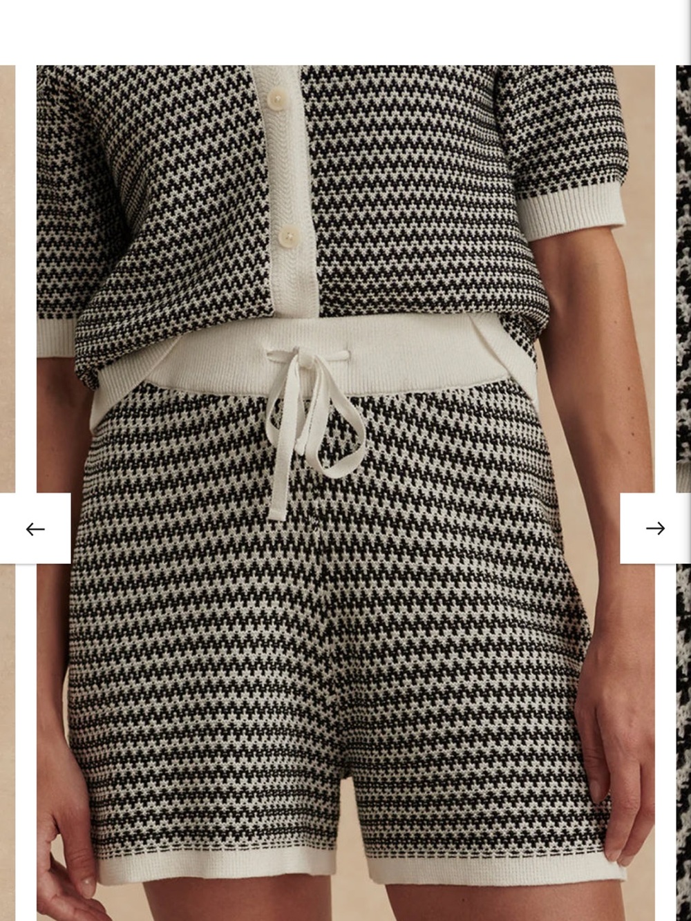 Varley Villiers Knit Shorts – Snow White/Black – Size Small